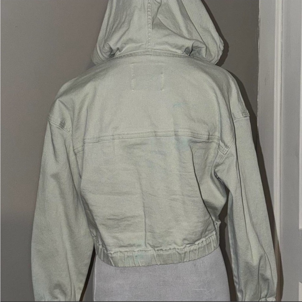 Cropped Hooded Utility Jacket - Sage - Picture 2 of 4
